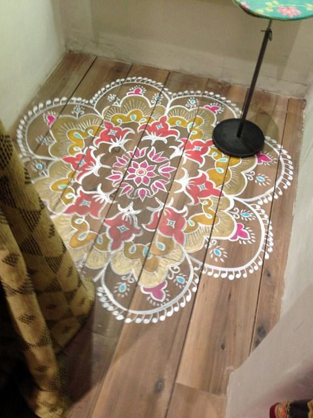 painted floor rug wood floors designs stencil
