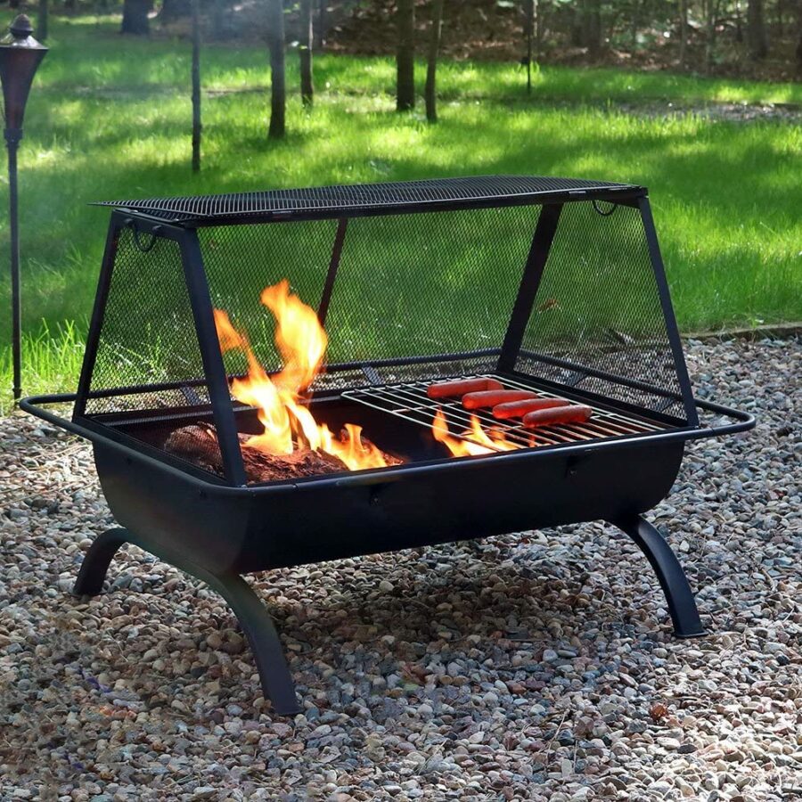 Sunnydaze Modern Cast Iron Fire Pit Bowl with Stand - 23 Diameter