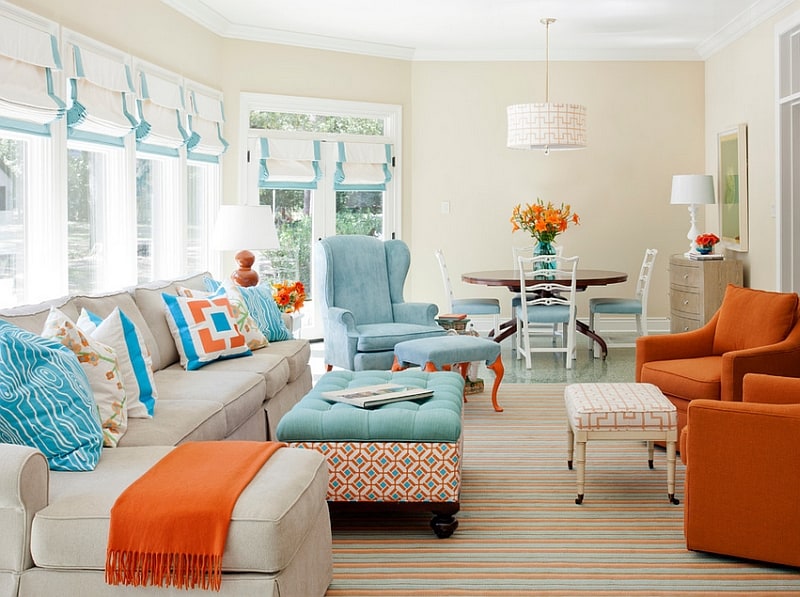 Burnt Orange and Turquoise Accent Colors Room