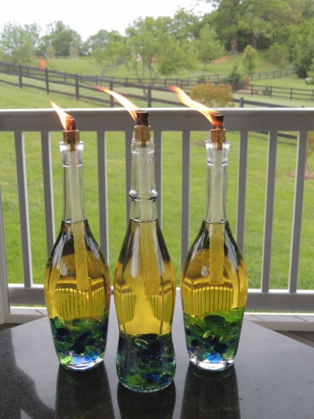 DIY Wine Bottle Tiki Torches