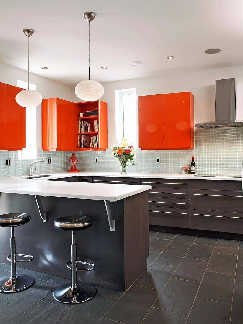 Fiery Orange Cabinets