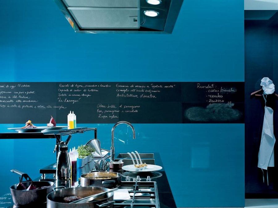 High Gloss Blue Tile with Chalkboard Border