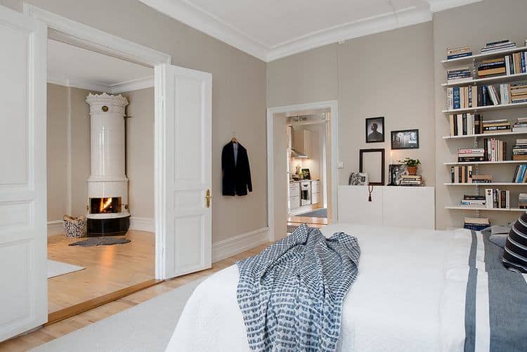 Scandinavian bedroom in cream tones