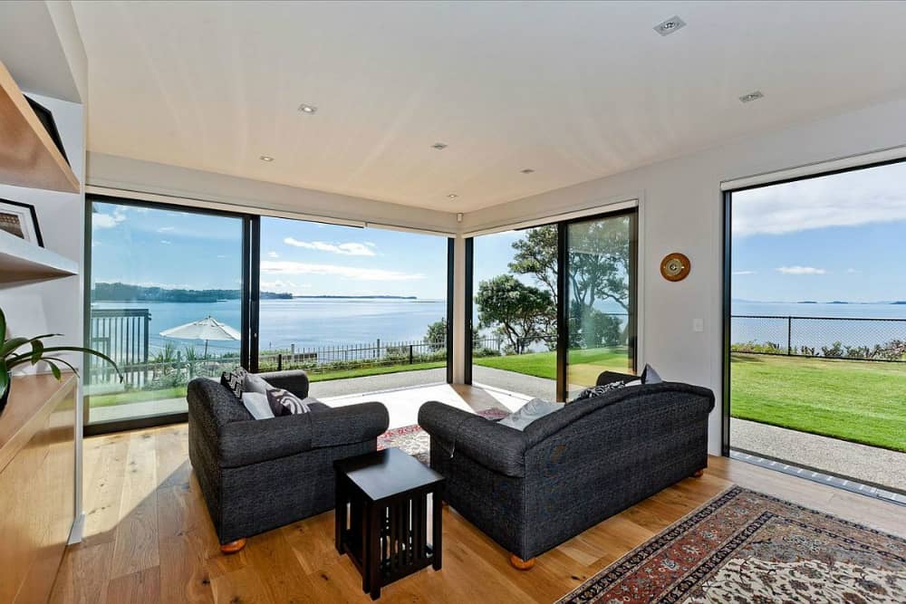 The living area faces the sea views