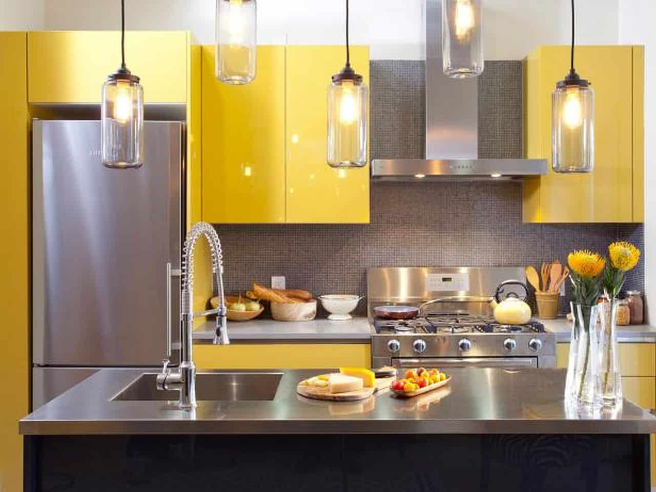 Yellow Kitchen with Stainless Steel