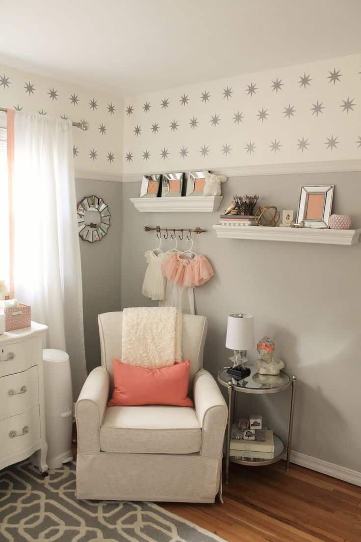 gray blush coral room