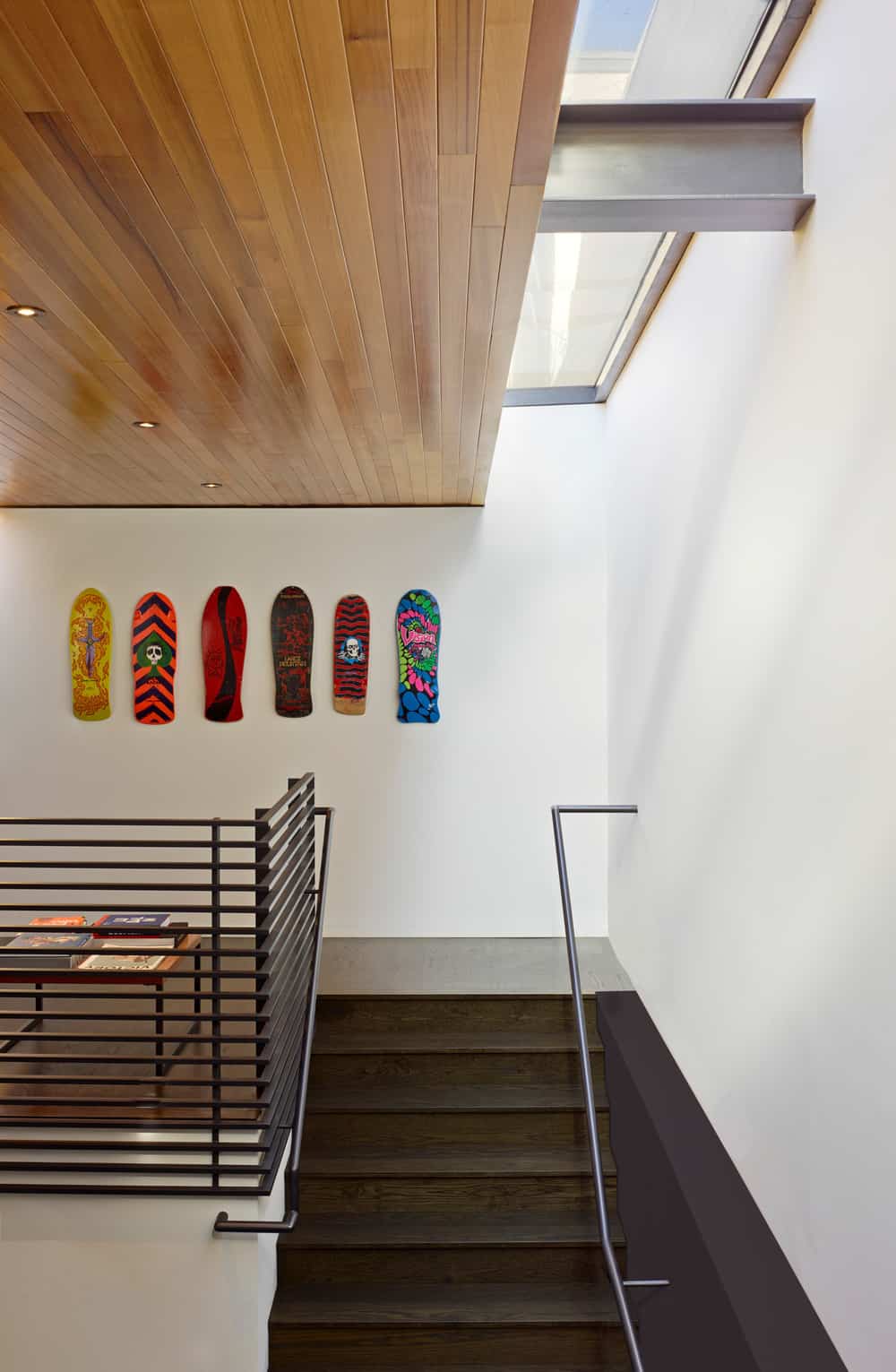 A great way to repurpose old skateboards is to turn them into colorful wall art