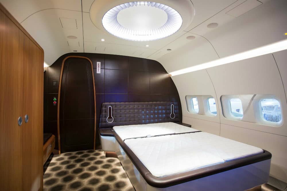 BBJ private jet bedroom