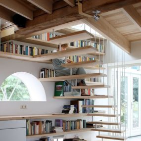 Bright Modern Bookshelf Staircase