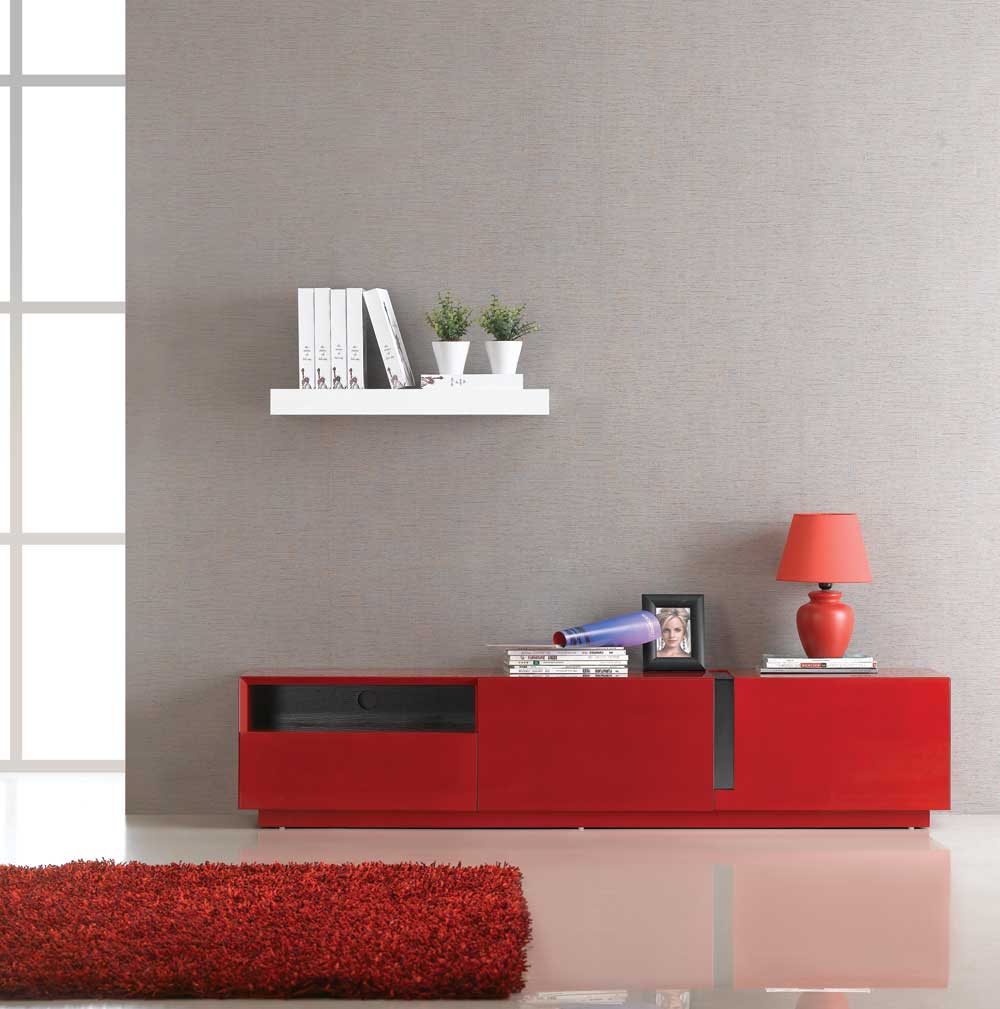 J&M Furniture TV027 Red High Gloss TV Stand