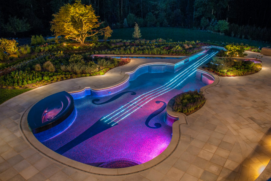 韦斯特切斯特的私人住宅，有一个小提琴形状的泳池