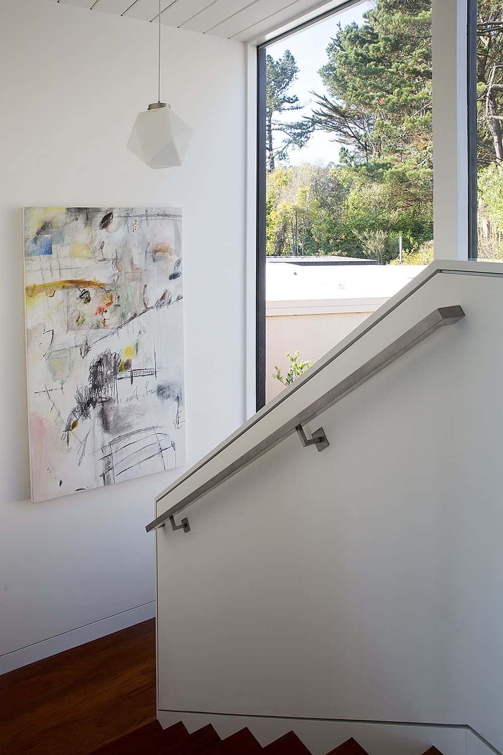 Staircase block overlooks the inner courtyard and features an artwork