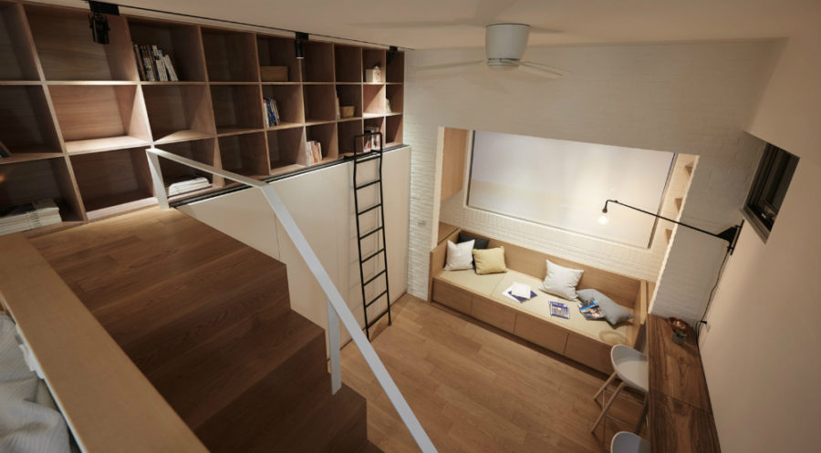 View from above a 22 sq m apartment layout 900x497 Brilliant Tiny Apartment in Taiwan by A Little Design