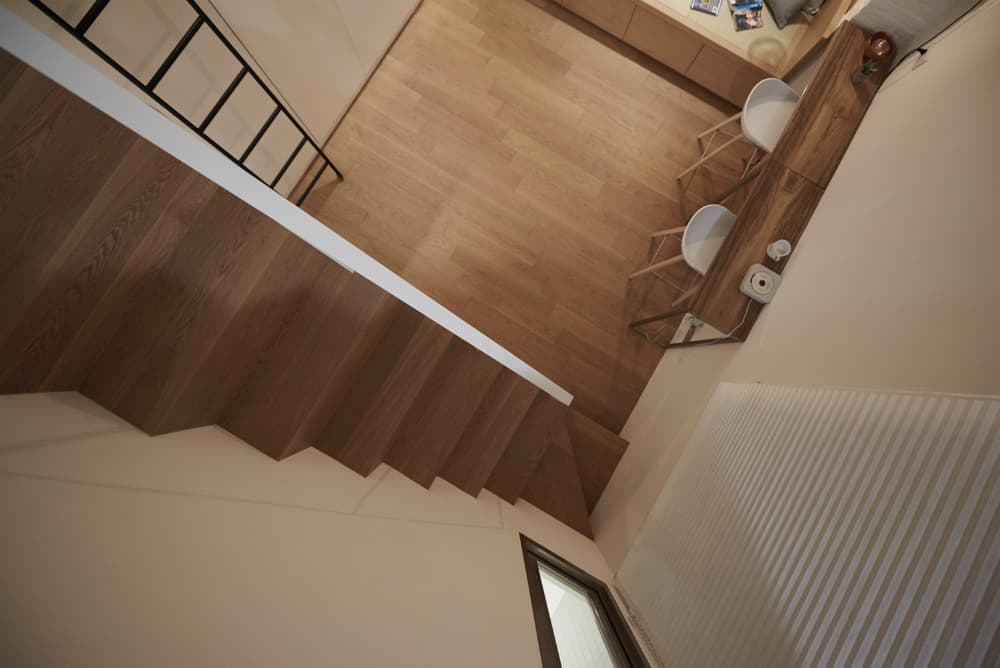 Wooden staircase designed with convenience in mind