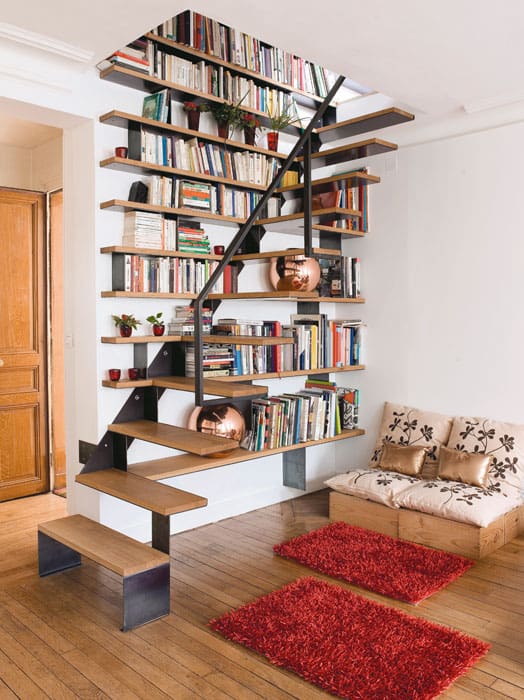 Stairs Into An Amazing Bookshelf Library, Stair Cubby Bookcase