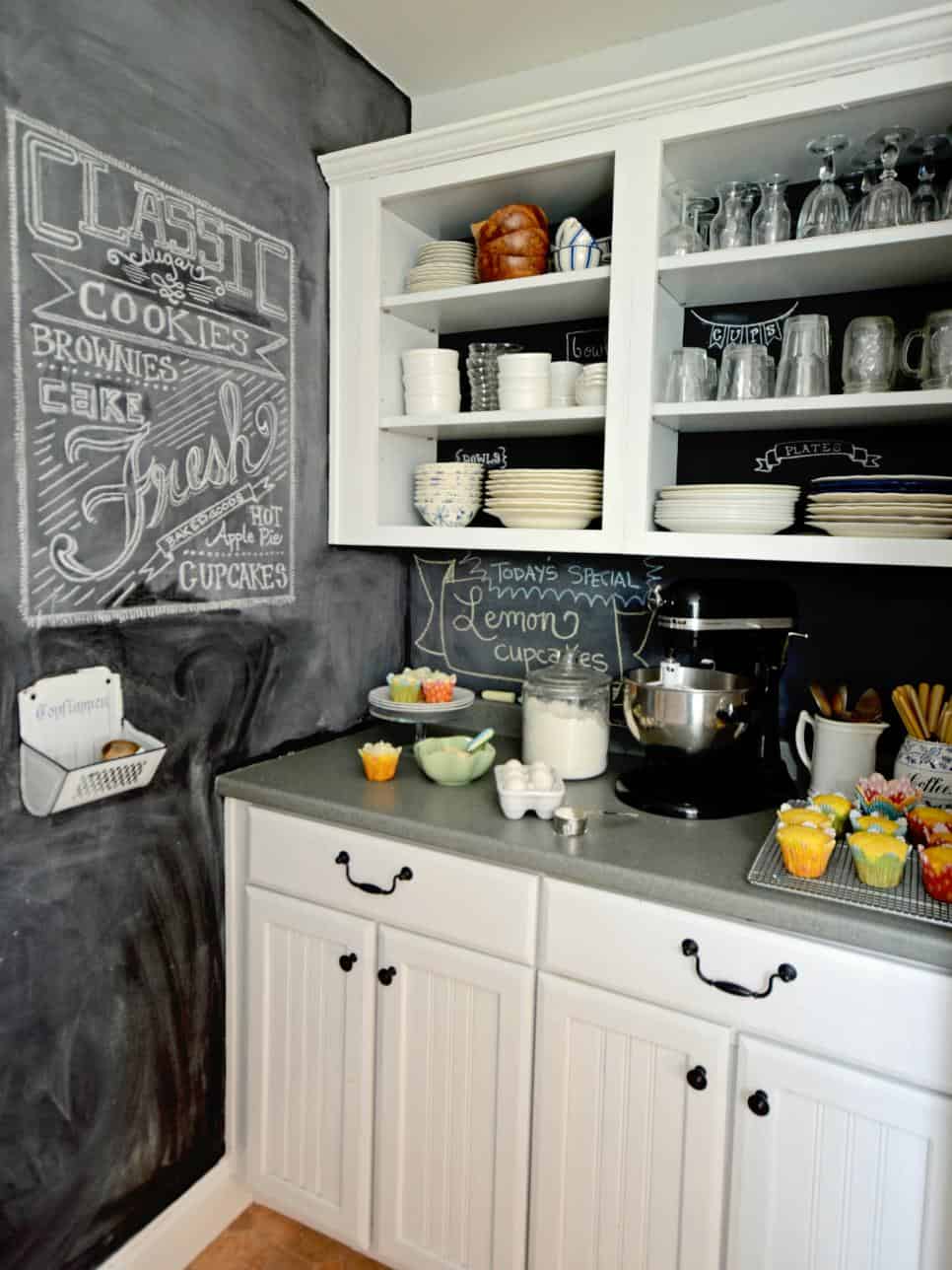 Chalkboard kitchen backsplash by Marian Parsons