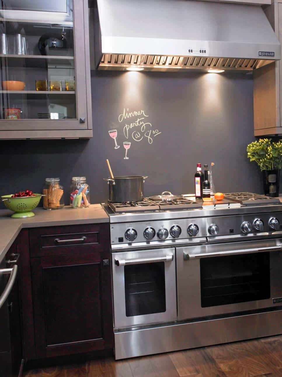 Chalkboard kitchen backsplash design by Susan Fredman