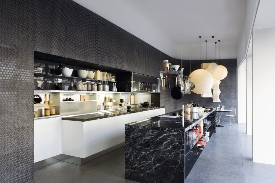 black-marble-kitchen-island-design