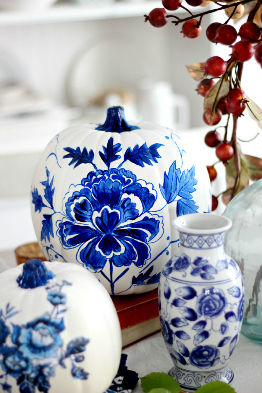 Blue porcelain pumpkin