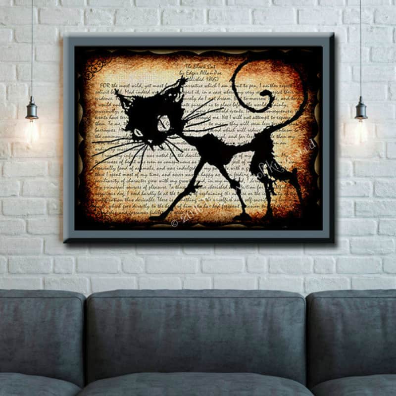 DIYthinker Walking Black Cat Halloween Animal Desktop Photo Frame Picture Display Decoration Art Painting