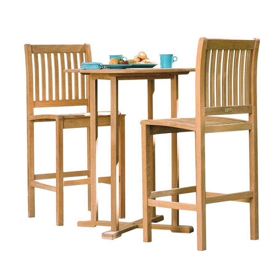 Oxford Garden Sonoma 3-Piece Natural Shorea Bar Patio Dining Set