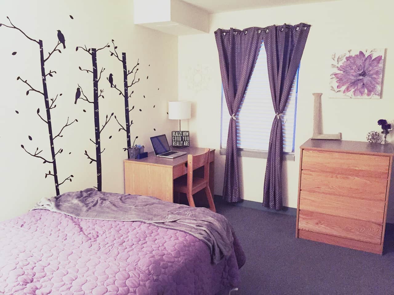 Purple dreamy dorm room