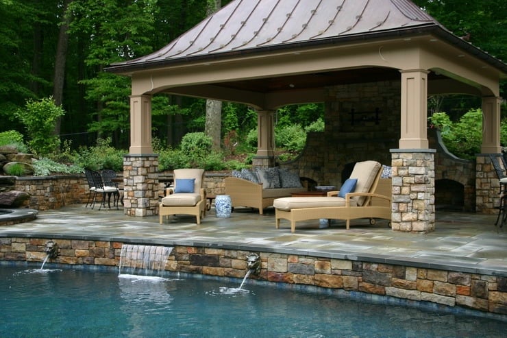 Rustic cabin style pool design