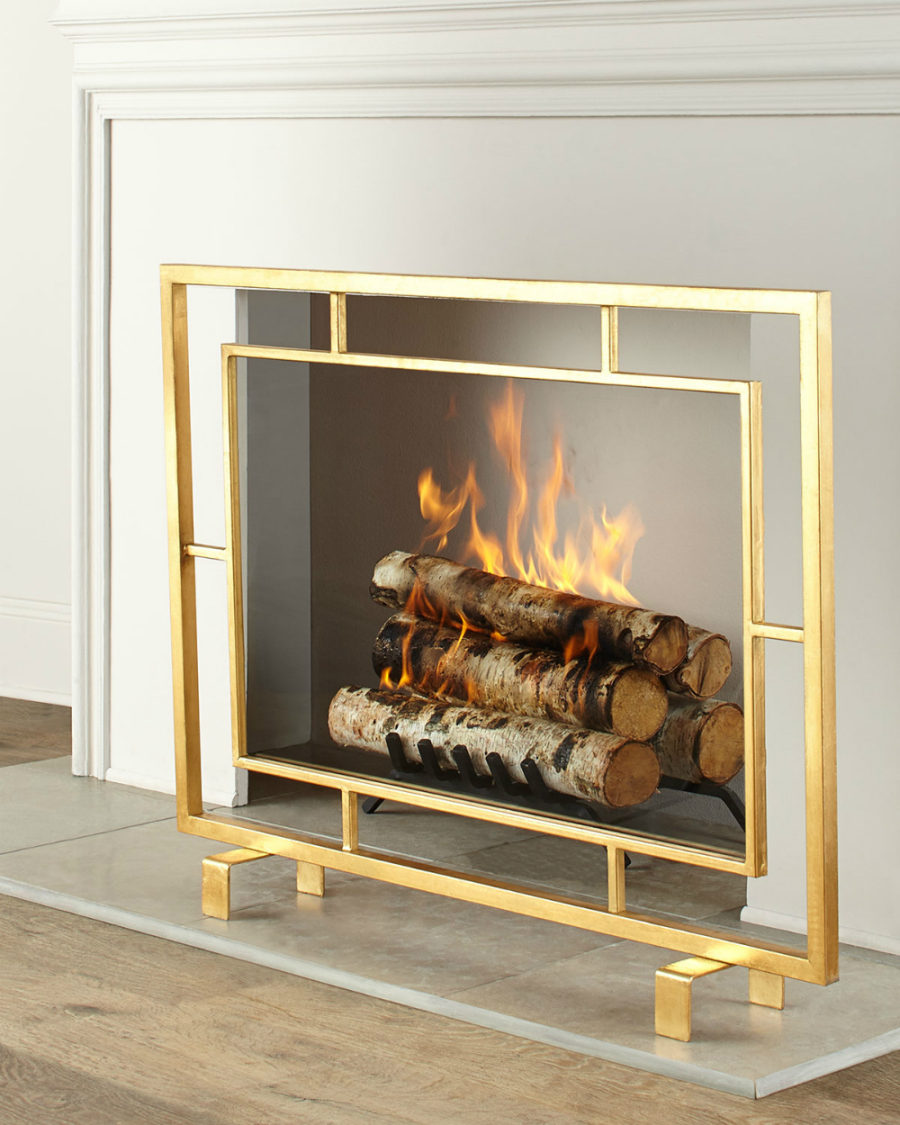 Shay Glass Fireplace Screen
