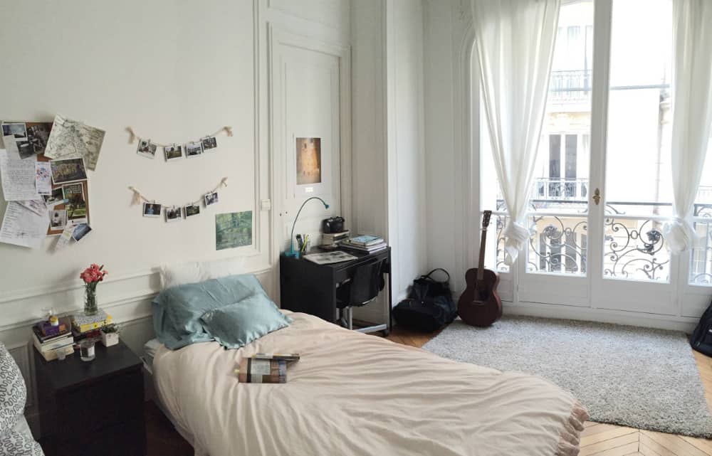 Spacious Paris dorm room with a balcony