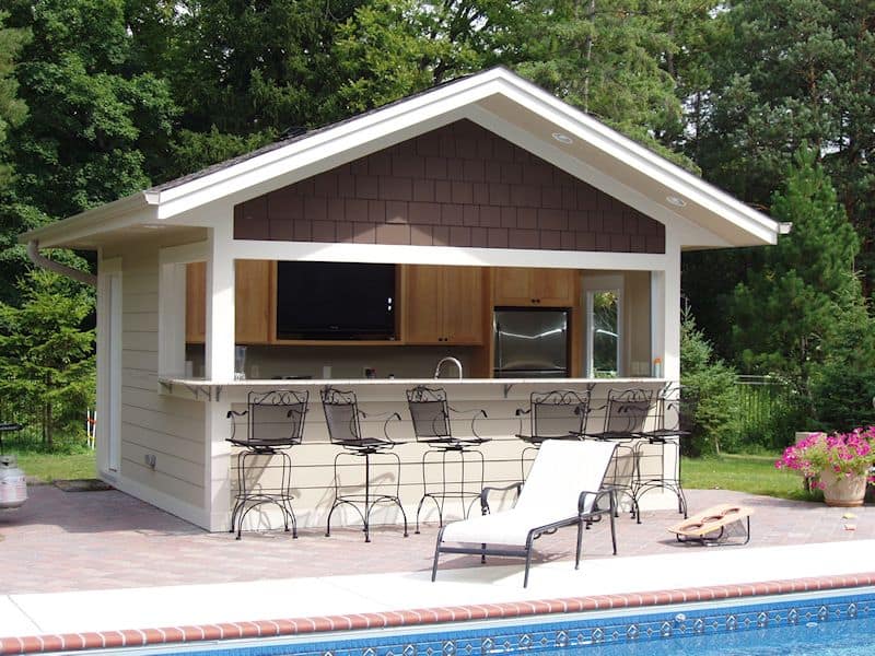 Summer pool house bar design