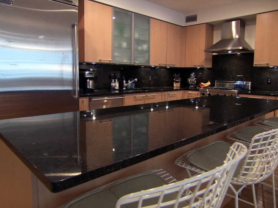 black marble kitchen countertop