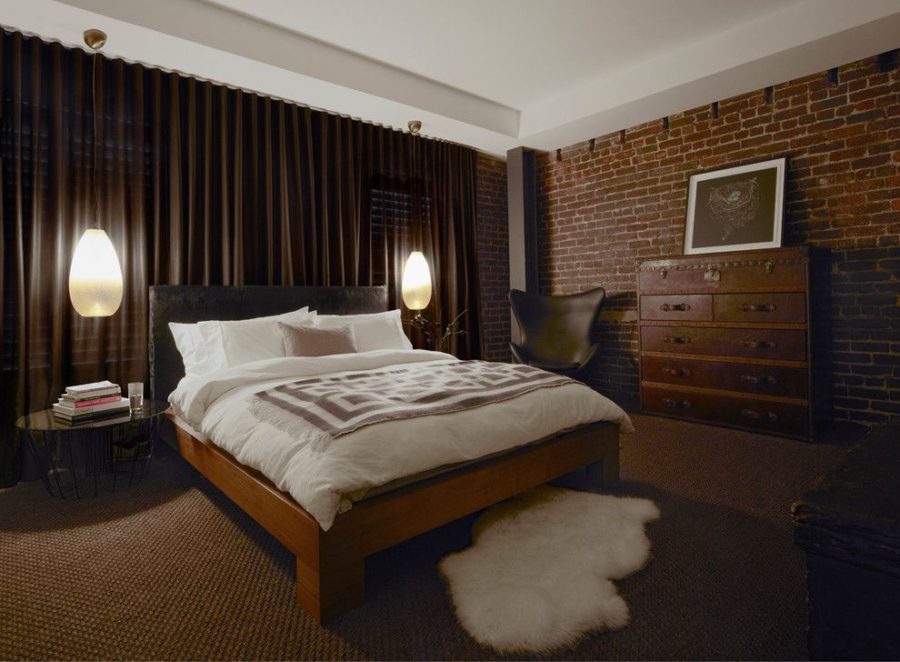Brick exposed bedroom design