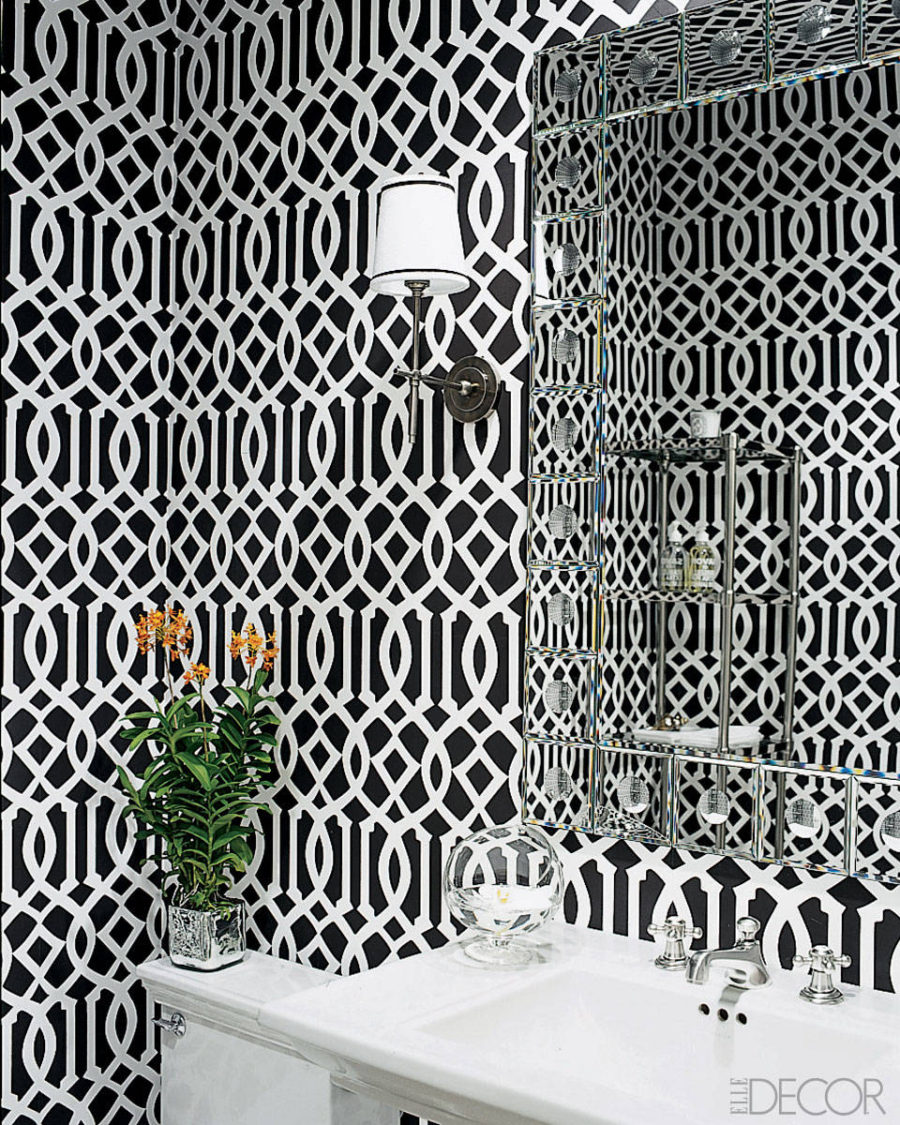 Chic black and white patterned wallpaper