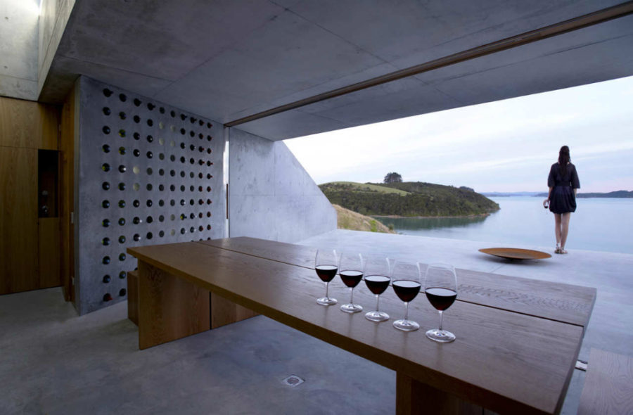 Concrete wine storage wall