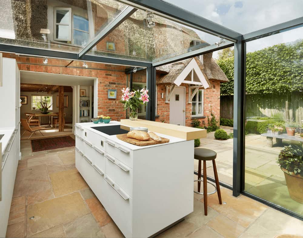 English cottage glass extension interior
