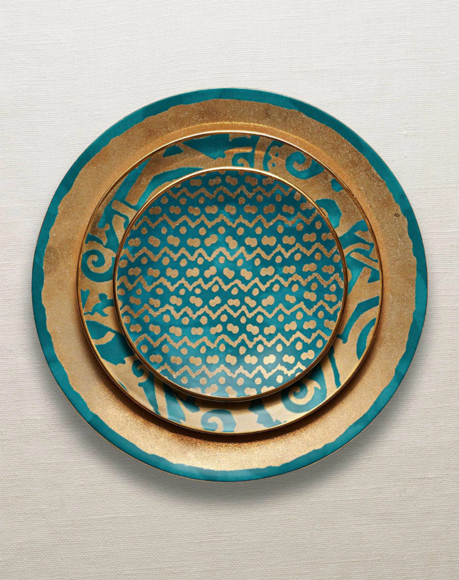 Fortuny teal dinnerware collection