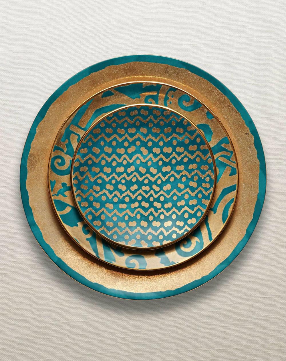 Fortuny teal dinnerware collection
