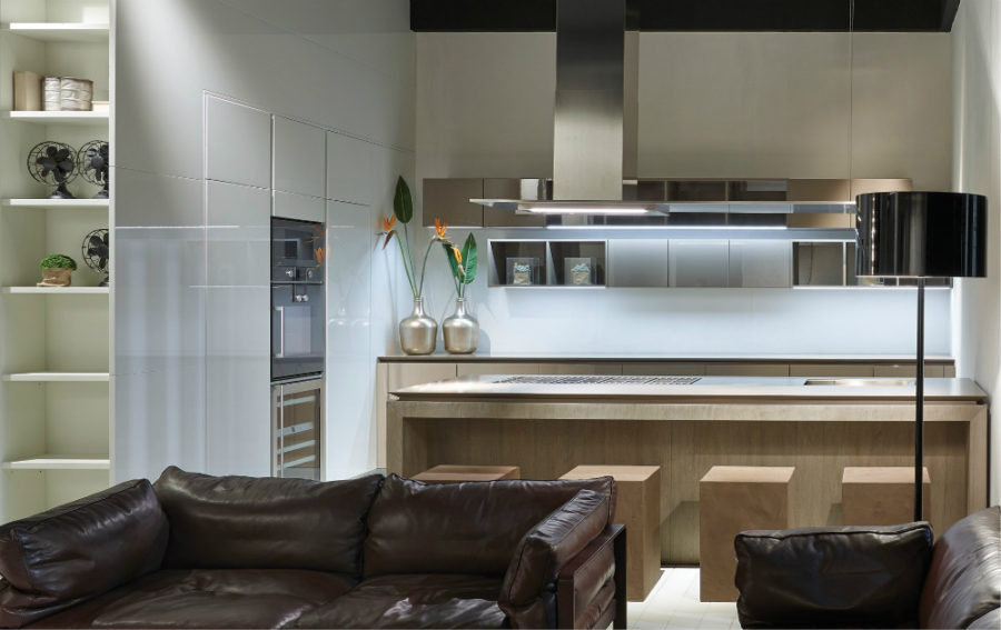Kitchen has a kitchen island layout 900x567 Neutral Chic in FLY Oak Kitchen by RiFRA