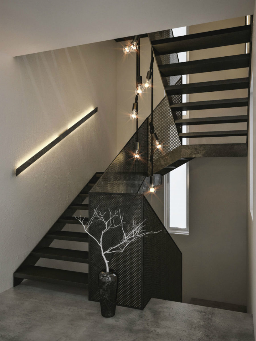 Perforated staircase connects storeys