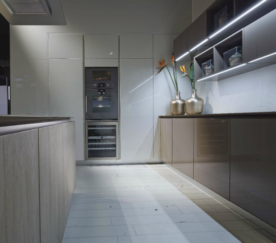 Upper cabinets feature inbuilt ambient lights