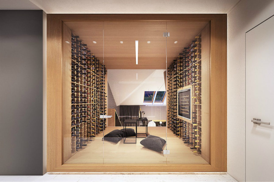 Wooden wine room