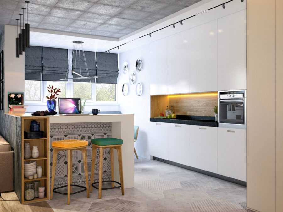 Concrete kitchen ceiling