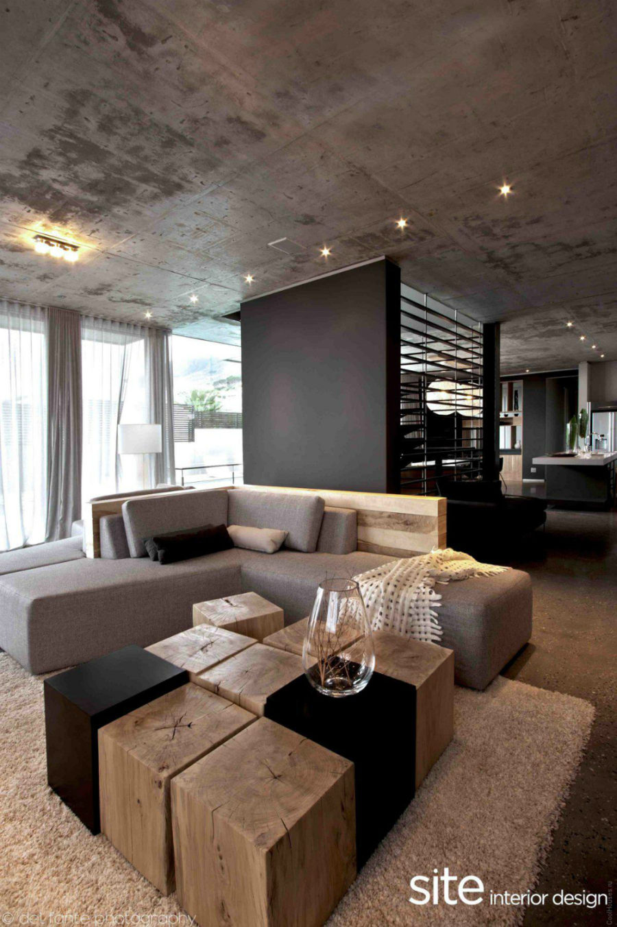 Contemporary concrete living room