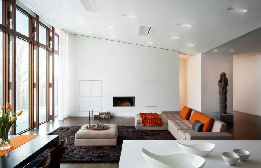 Sleek built-in living room storage