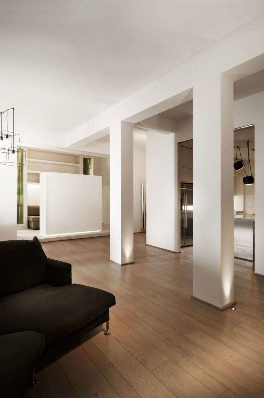 Square columns add grandeur to the sleek interiors 900x1352 Carola Vannini Designs a Palatial Contemporary Apartment in Italy