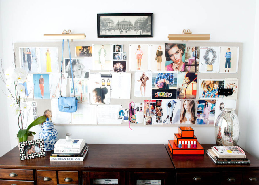 colorful collage in home office