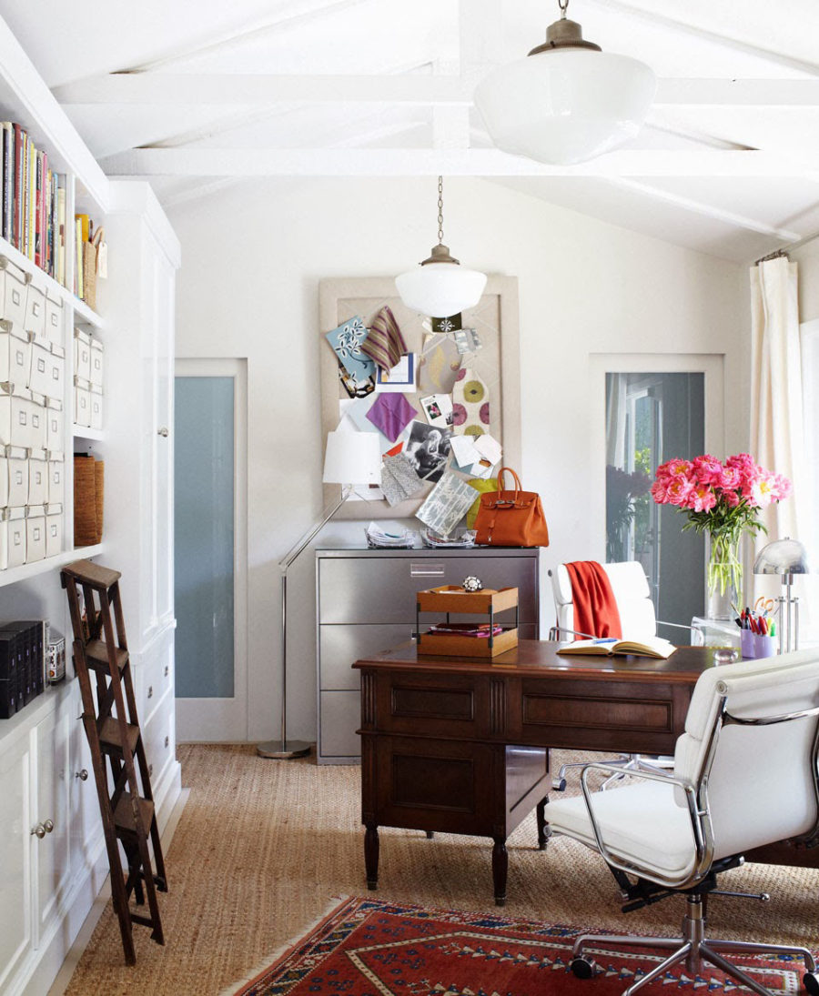 organized eclectic neutral home office