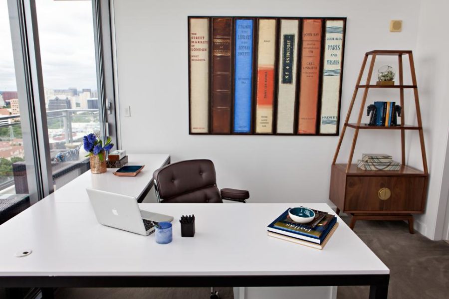 Abbe Fenimore office with modern wall art