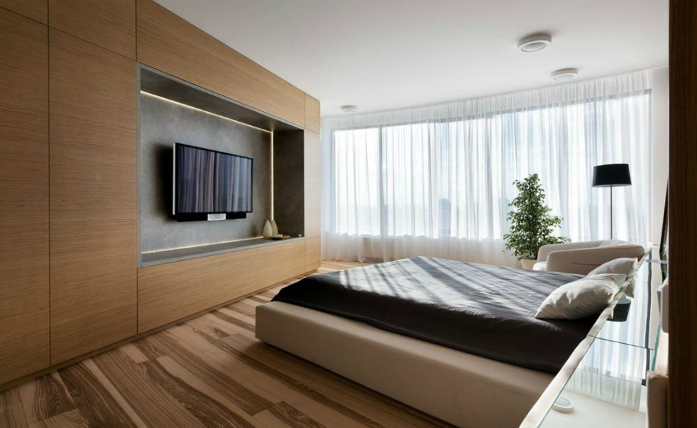 Bedroom has its own entertainment unit full of storage space