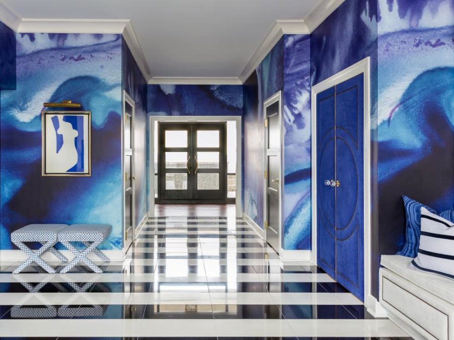 Blue hallway by Tobi Fairley